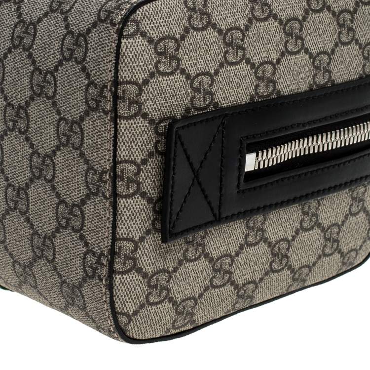 Pre Owned Gucci Beige/Balck GG Supreme Canvas and Leather Web Toiletry Pouch