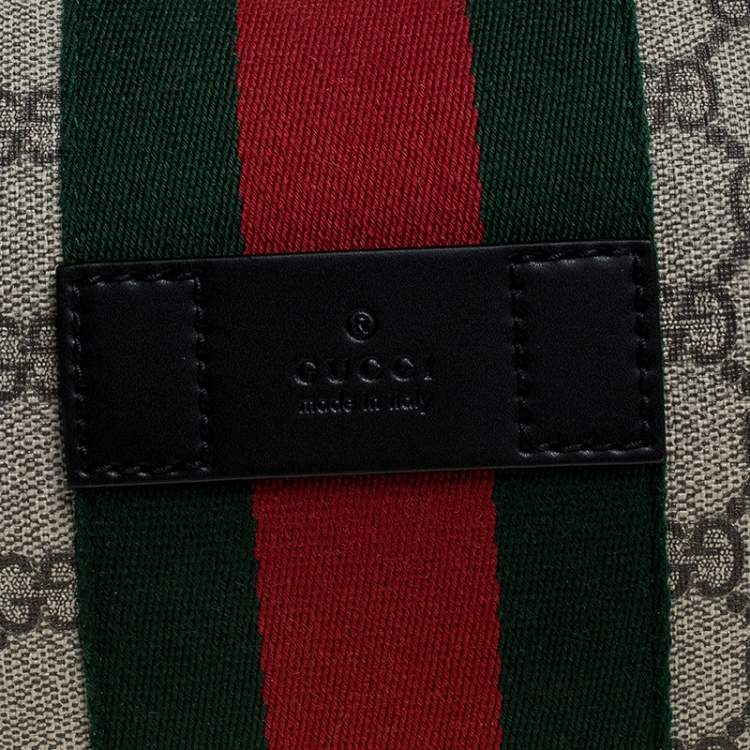 Pre Owned Gucci Beige/Balck GG Supreme Canvas and Leather Web Toiletry Pouch