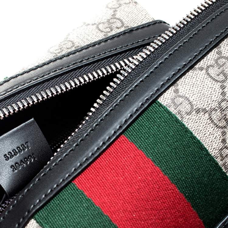 Pre Owned Gucci Beige/Balck GG Supreme Canvas and Leather Web Toiletry Pouch