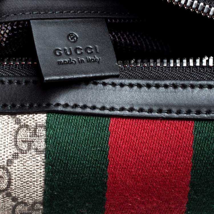Pre Owned Gucci Beige/Balck GG Supreme Canvas and Leather Web Toiletry Pouch