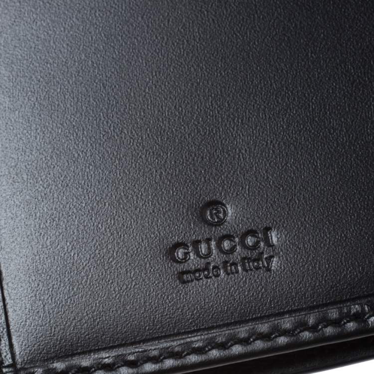 مملوكة مسبقًا Gucci Black Guccissima Leather Web Long Wallet