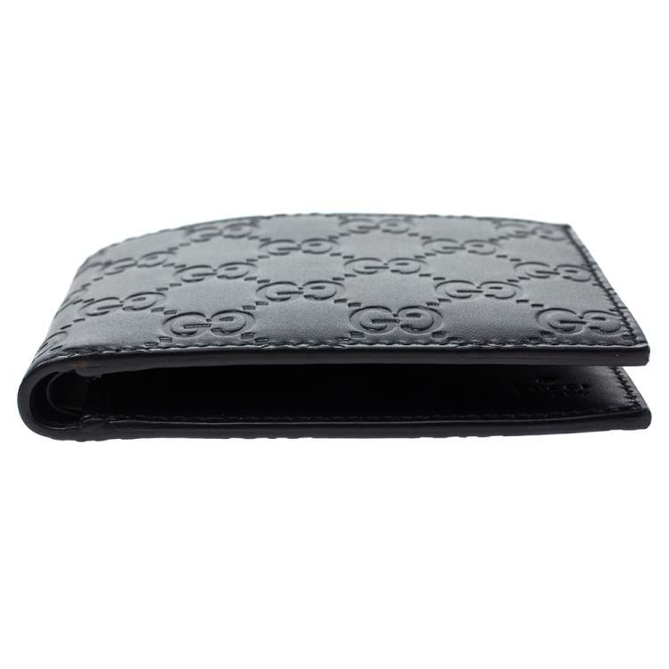 Pre Owned Gucci Navy Blue Guccissima Leather Bifold Wallet