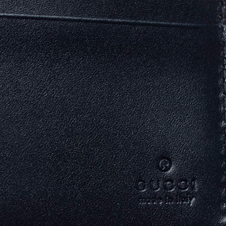 Pre Owned Gucci Navy Blue Guccissima Leather Bifold Wallet