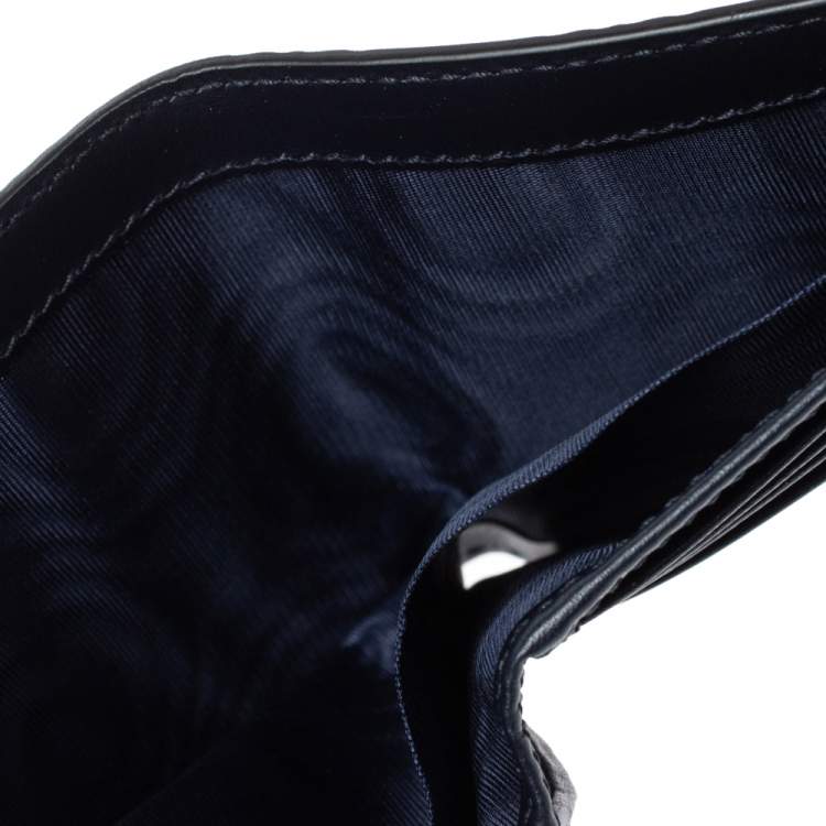 Pre Owned Gucci Navy Blue Guccissima Leather Bifold Wallet