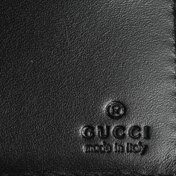 Pre Owned Gucci Black Guccissima Leather Bifold Card Holder