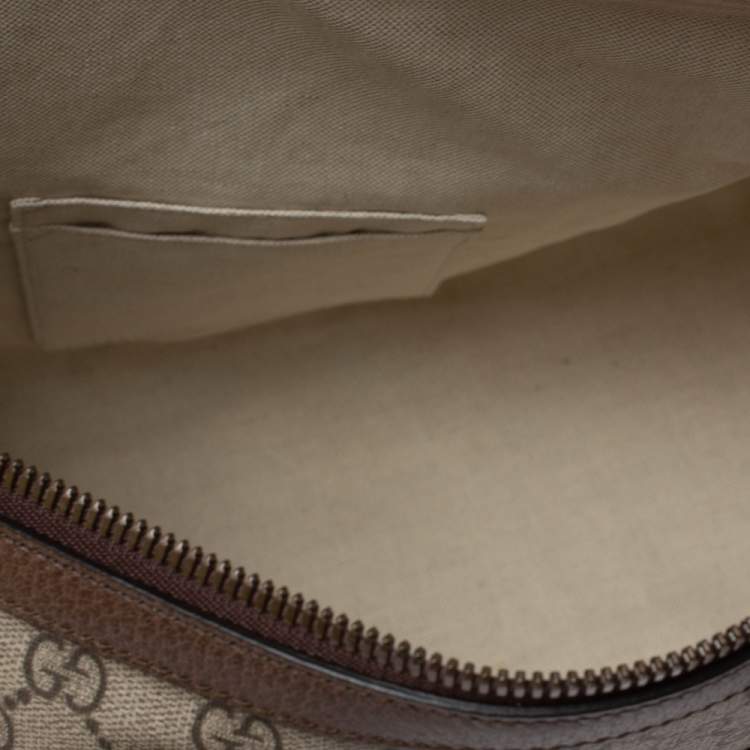 Pre Owned Gucci Brown/Beige GG Supreme Canvas and Leather Small Courrier Soft Duffel Bag