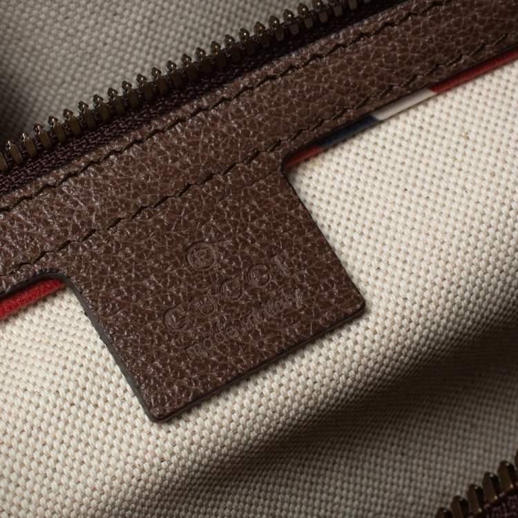 Pre Owned Gucci Brown/Beige GG Supreme Canvas and Leather Small Courrier Soft Duffel Bag