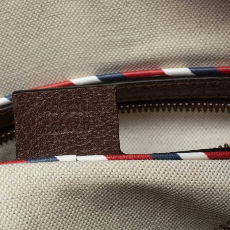 Pre Owned Gucci Brown/Beige GG Supreme Canvas and Leather Small Courrier Soft Duffel Bag