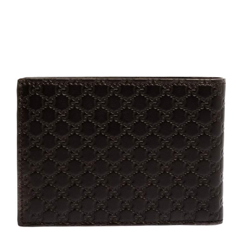 Pre Owned Gucci Brown GG Microguccissima Leather Bifold Wallet