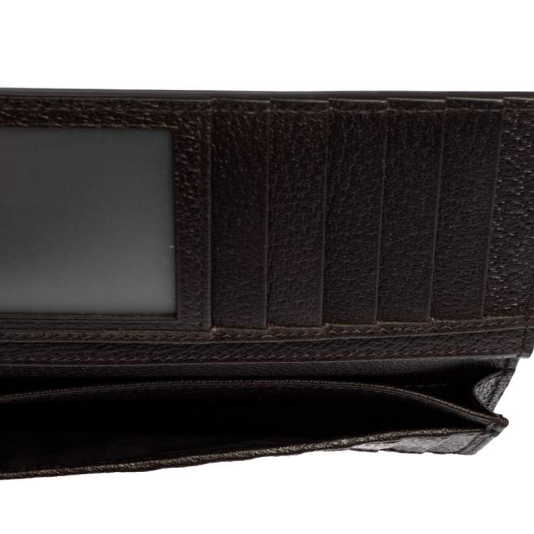 Pre Owned Gucci Brown Leather GG Marmont Long Bifold Wallet