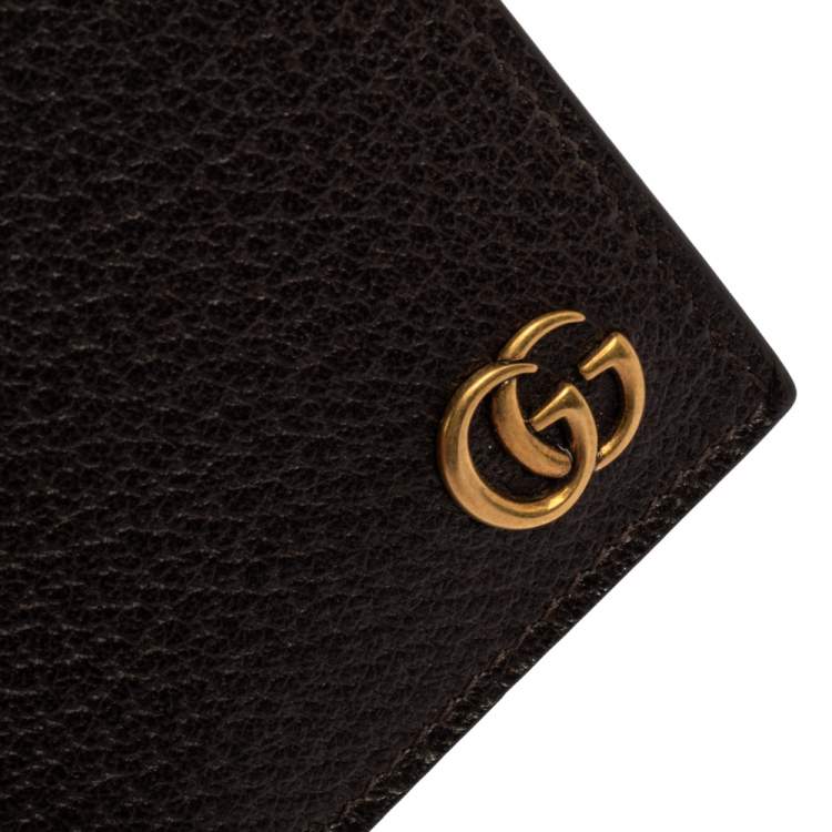Pre Owned Gucci Brown Leather GG Marmont Long Bifold Wallet