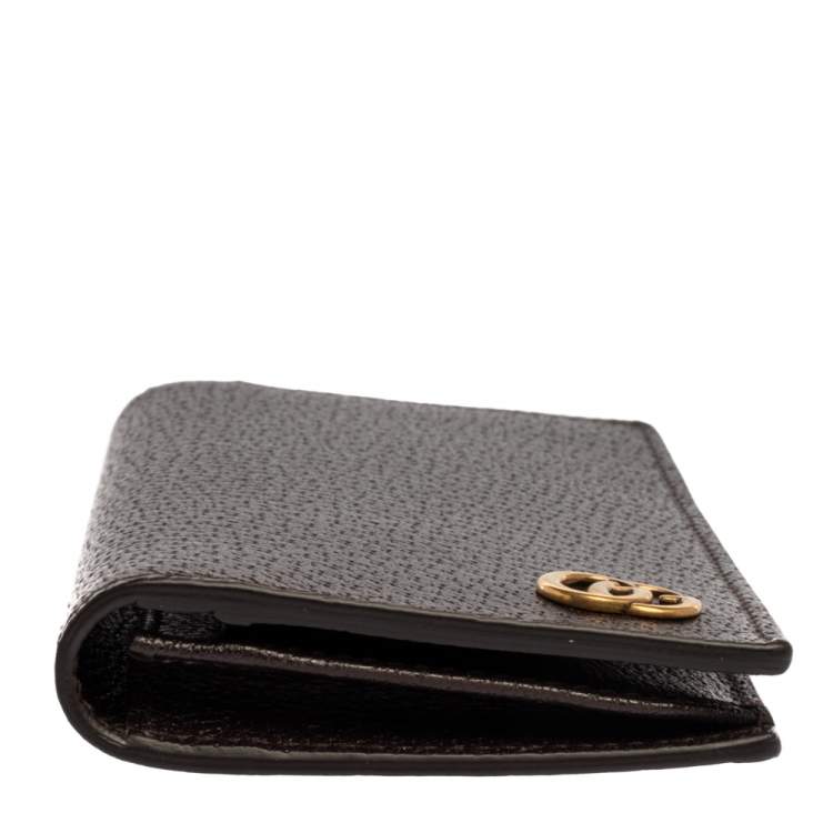 Pre Owned Gucci Brown Leather GG Marmont Long Bifold Wallet