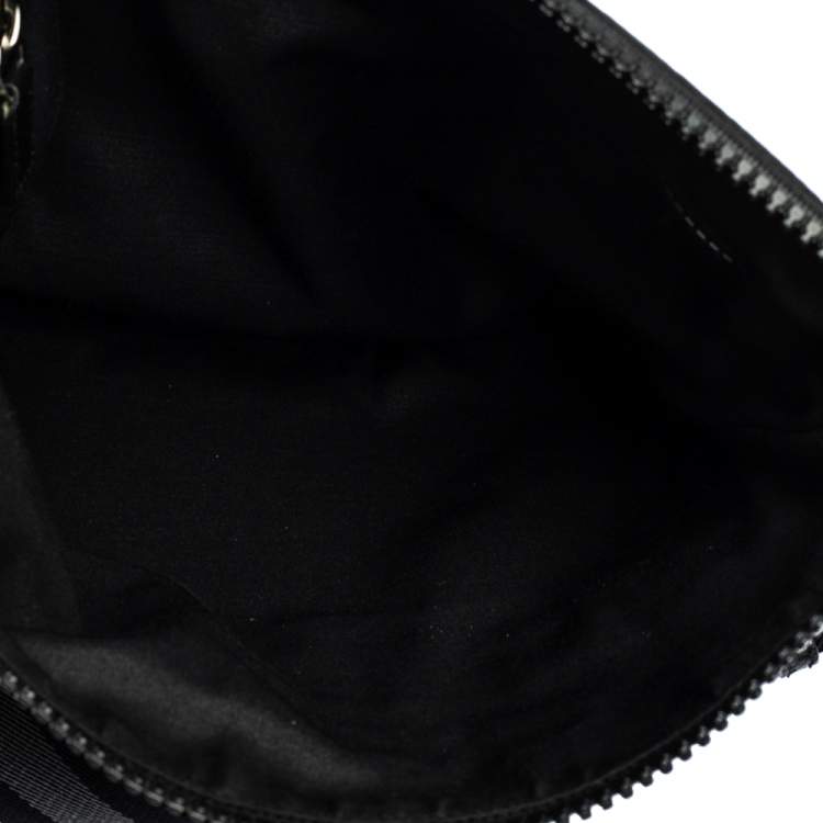 Pre Owned Gucci Black GG Nylon and Leather Messenger Bag