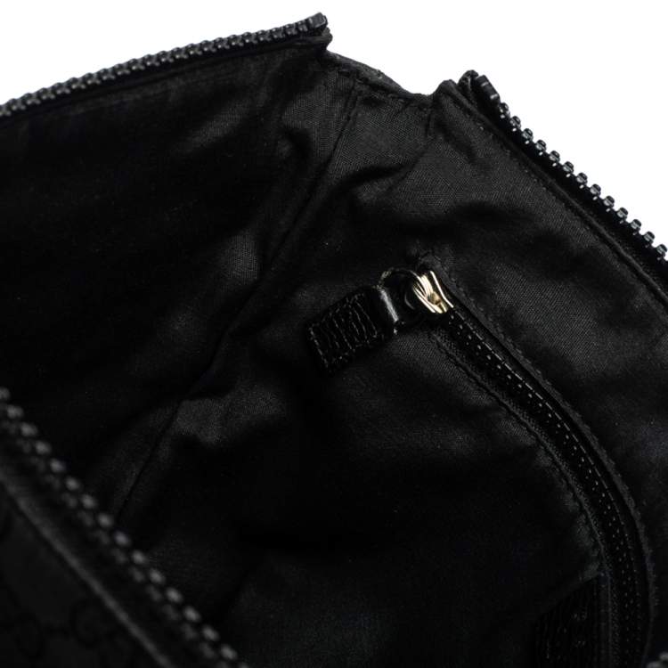 Pre Owned Gucci Black GG Nylon and Leather Messenger Bag