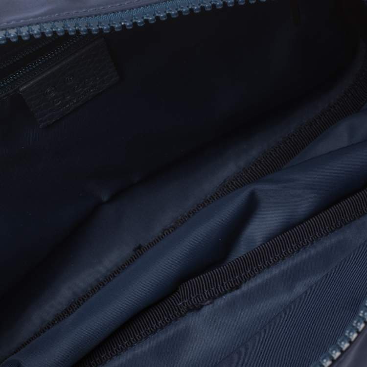 Pre Owned Gucci Blue GG Nylon and Leather Toiletry Pouch