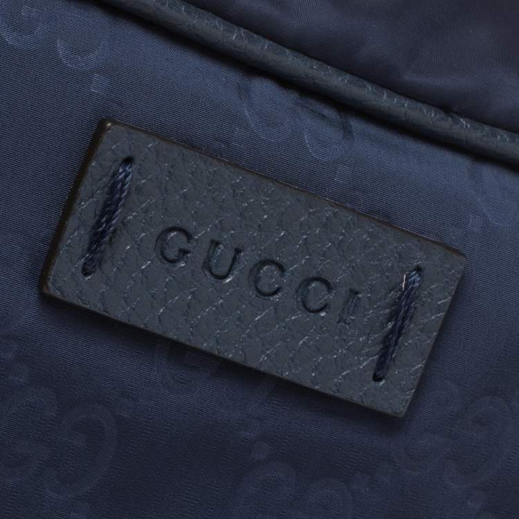 Pre Owned Gucci Blue GG Nylon and Leather Toiletry Pouch