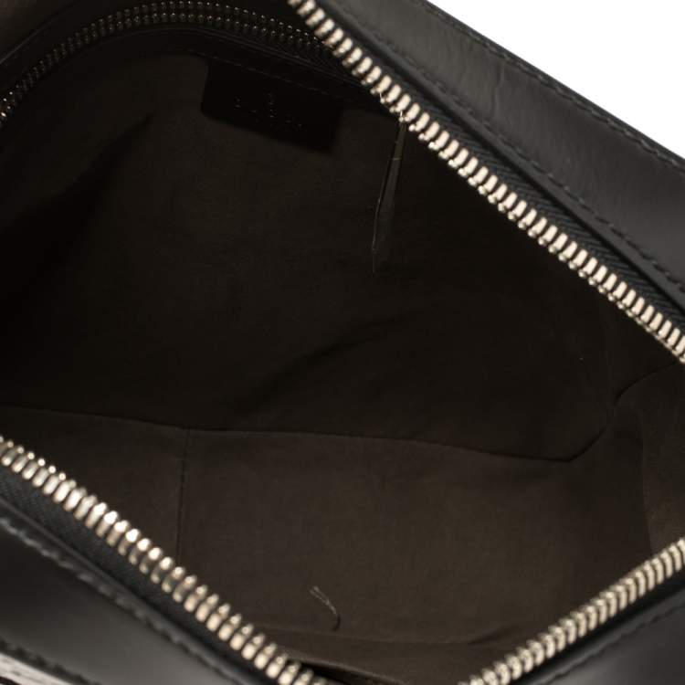 Pre Owned Gucci Black Guccissima Leather Messenger bag