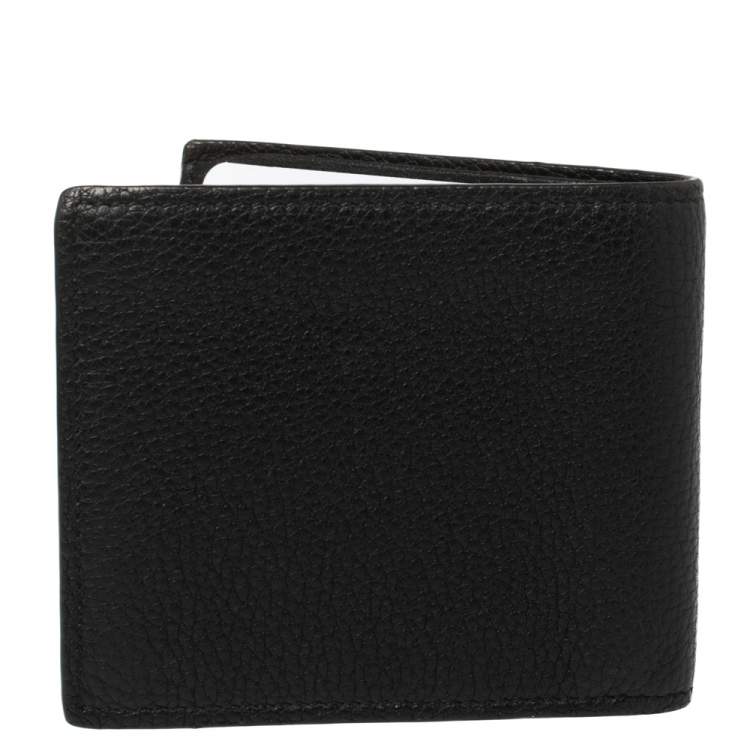 Pre Owned Gucci Black Leather Logo Bifold Wallet 
