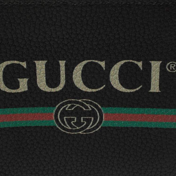 Pre Owned Gucci Black Leather Logo Bifold Wallet 