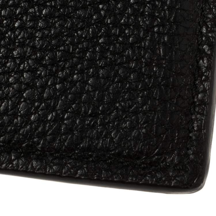 Pre Owned Gucci Black Leather Logo Bifold Wallet 