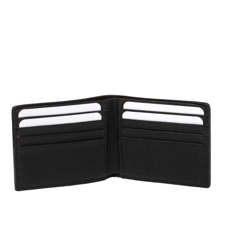 Pre Owned Gucci Black Leather Logo Bifold Wallet 