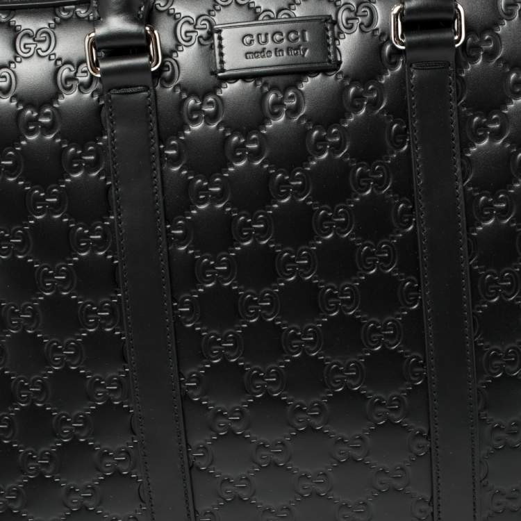 Pre Owned Gucci Black Guccissima Leather Briefcase