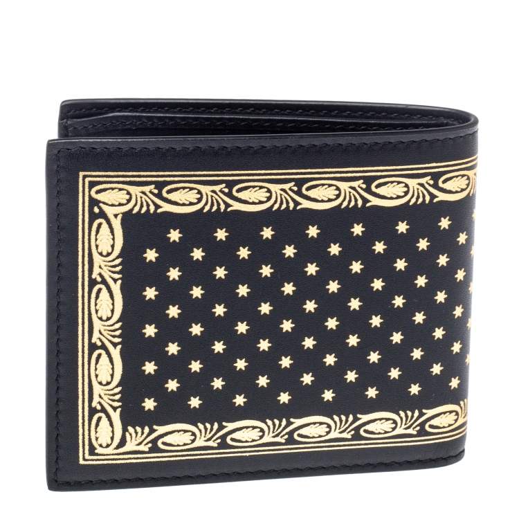 Pre Owned Gucci Black Leather Guccy Logo Bifold Wallet