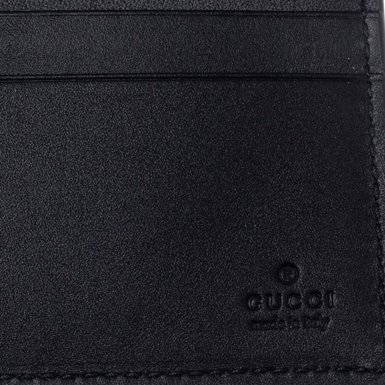 Pre Owned Gucci Black Leather Guccy Logo Bifold Wallet