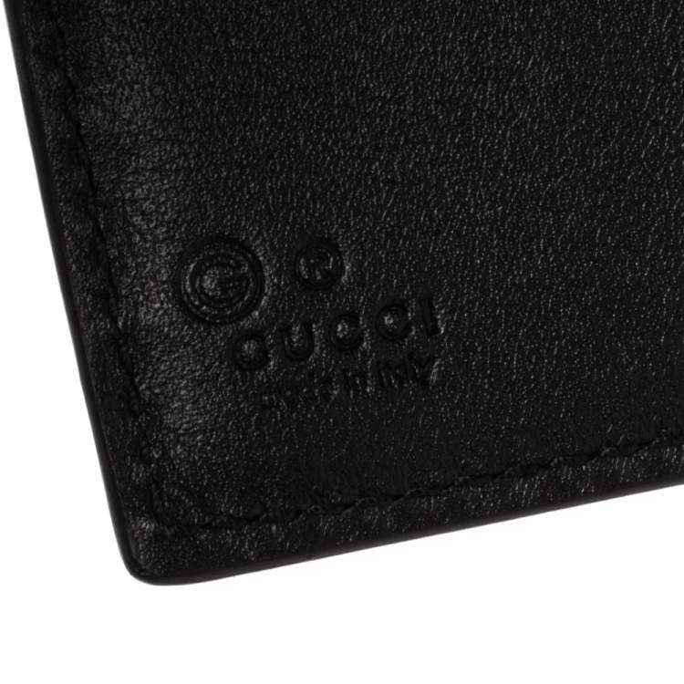 Pre Owned Gucci Black Microguccissima Leather Bifold Compact Wallet