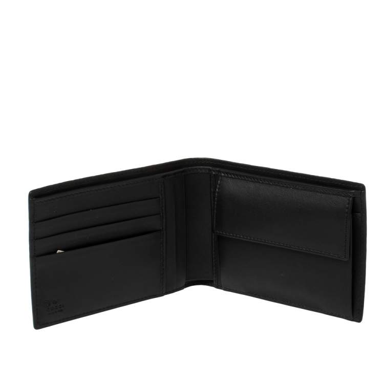 Pre Owned Gucci Black Microguccissima Leather Bifold Compact Wallet