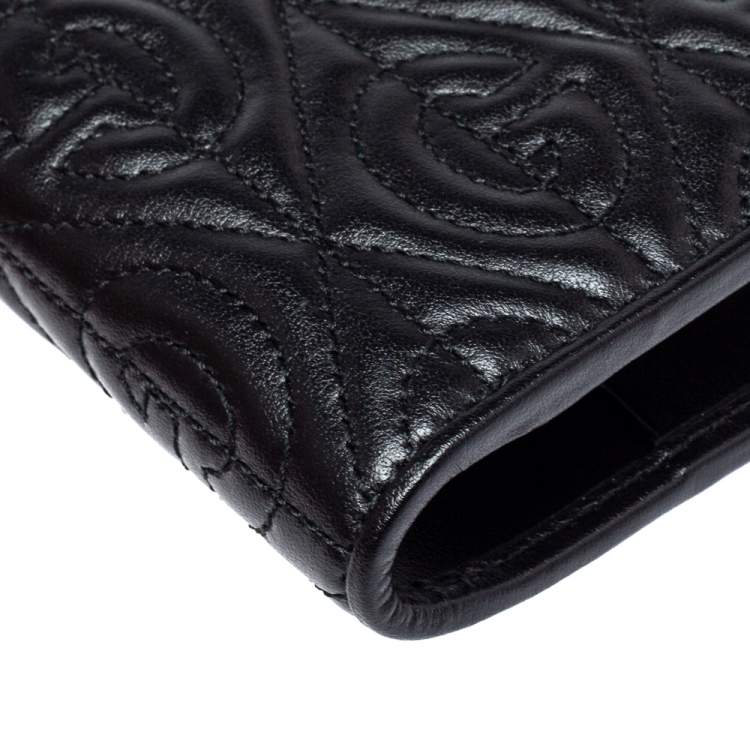 Pre Owned Gucci Black G Rhombus Quilted Leather Bifold Passport Holder