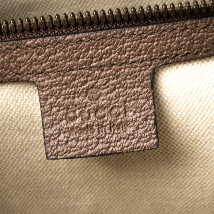 Pre Owned Gucci Brown/Beige GG Supreme Canvas and Leather Ophidia Duffel Bag