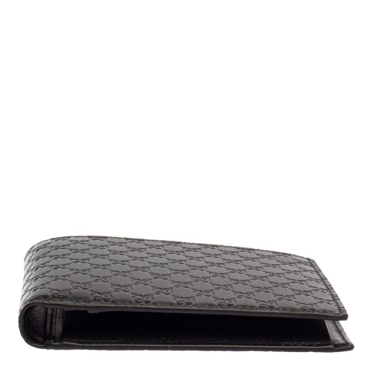 Pre Owned Gucci Black Leather Microguccissima Bifold Wallet
