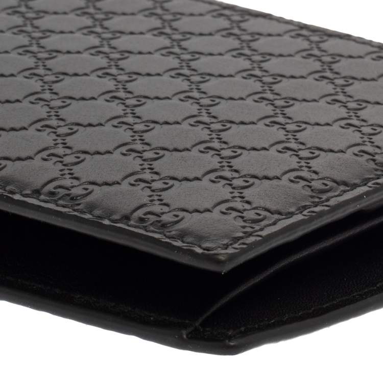 Pre Owned Gucci Black Leather Microguccissima Bifold Wallet