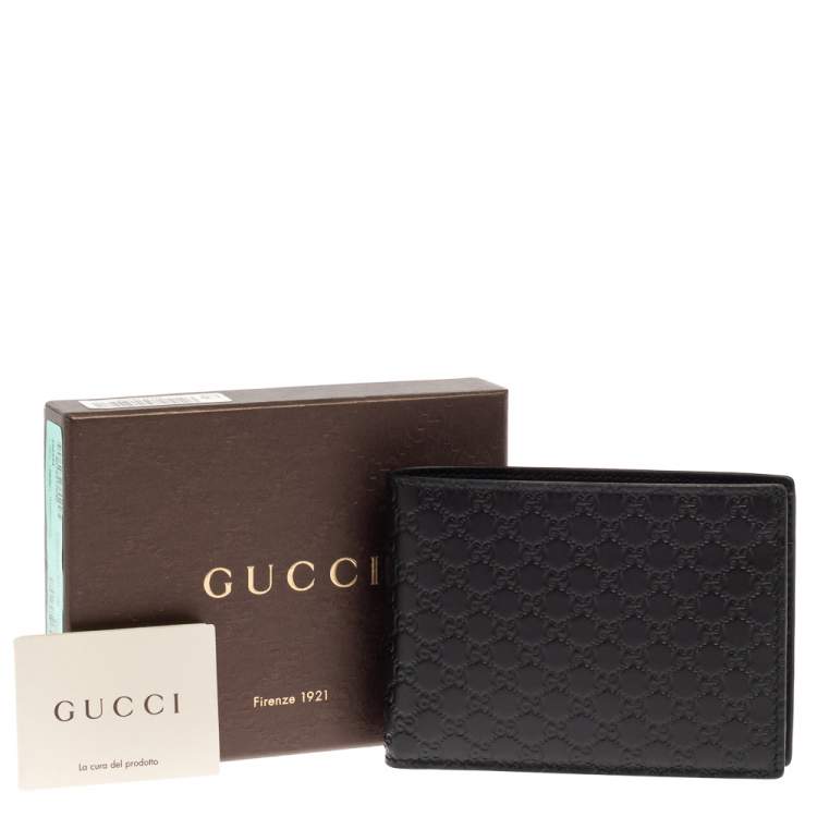 Pre Owned Gucci Black Leather Microguccissima Bifold Wallet