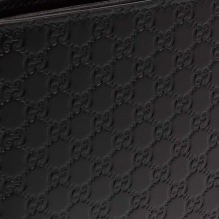 Pre Owned Gucci Black Leather Microguccissima Bifold Wallet