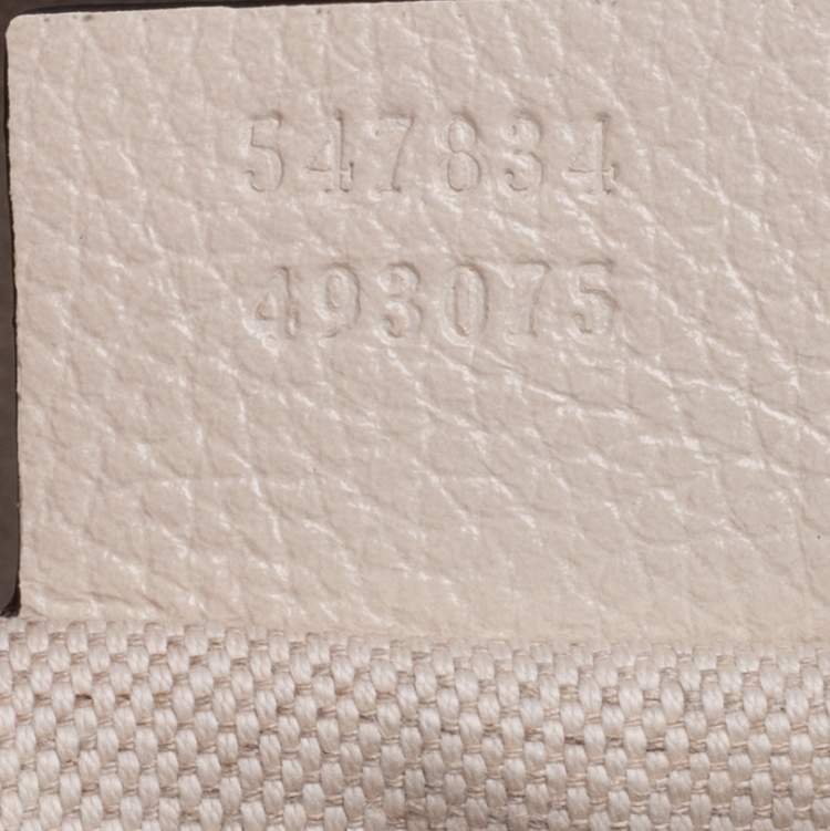 Pre Owned Gucci Off White Leather Logo Print Backpack