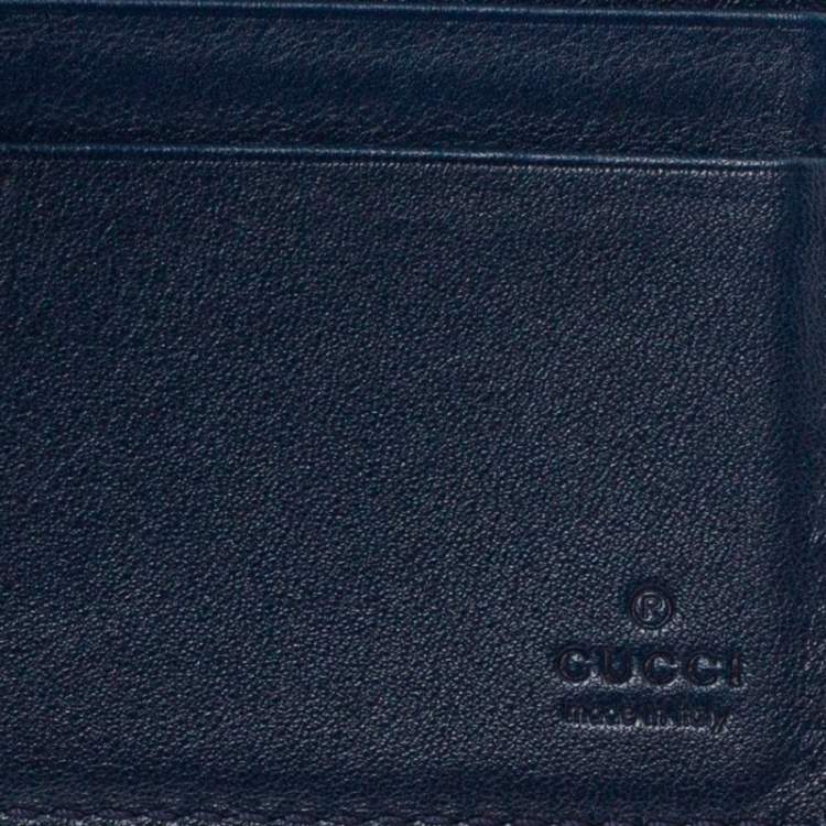 مملوكة مسبقًا Gucci Blue Micro Guccissima Leather Bi-Fold Wallet