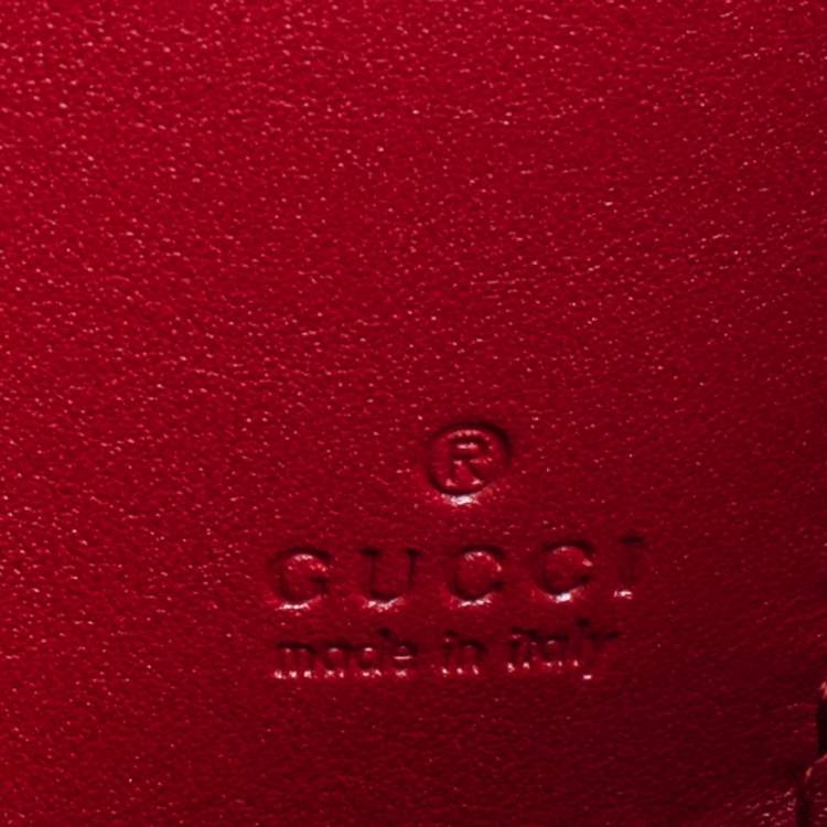 Pre Owned Gucci Red Guccissima Leather Wristlet Pouch