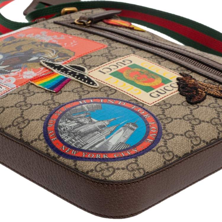 Pre Owned Gucci Beige GG Supreme Canvas and Leather Courrier Messenger Bag