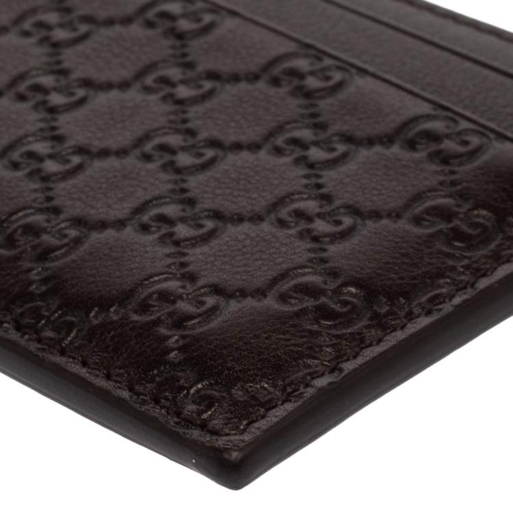 Pre Owned Gucci Dark Brown Guccissima Leather ID Window Card Case