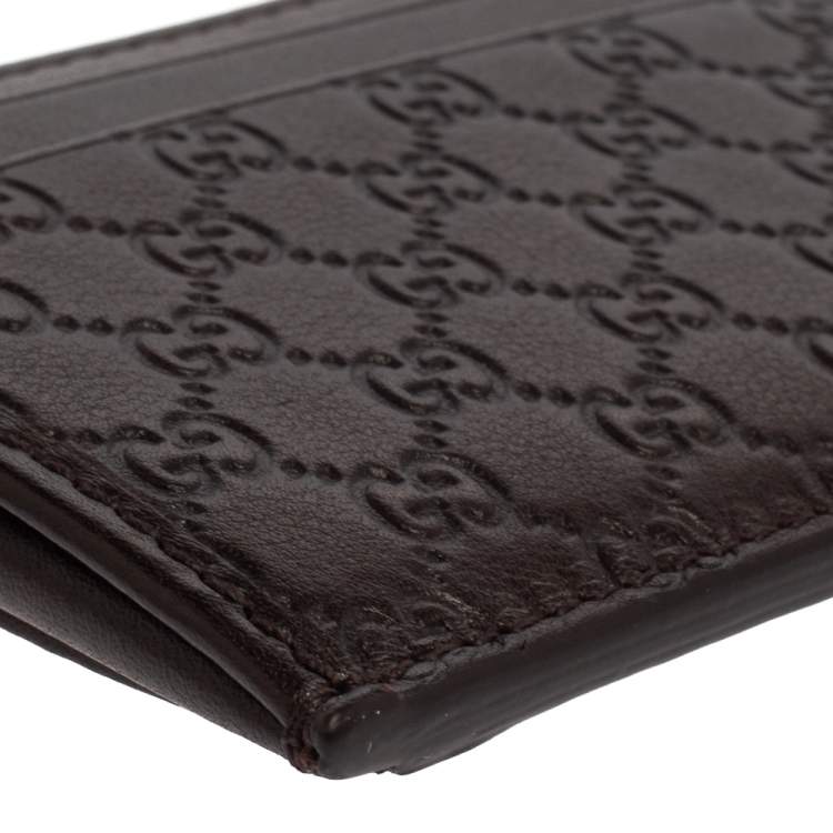 Pre Owned Gucci Dark Brown Guccissima Leather ID Window Card Case