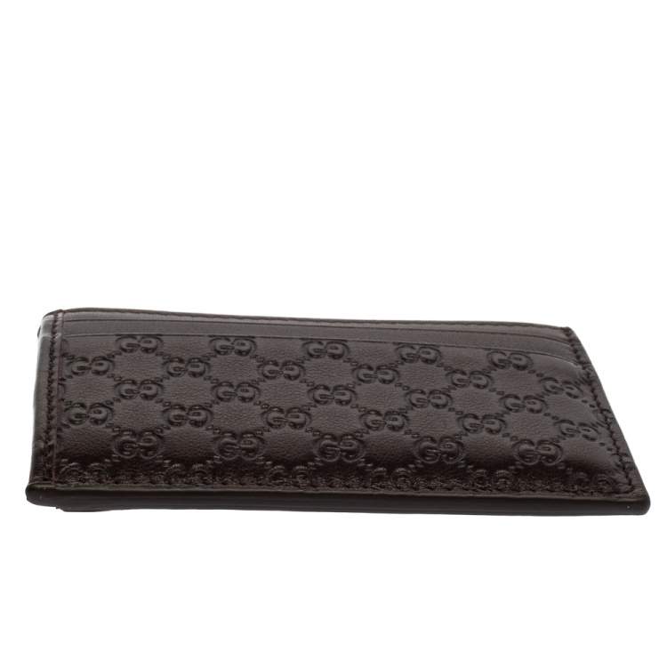 Pre Owned Gucci Dark Brown Guccissima Leather ID Window Card Case