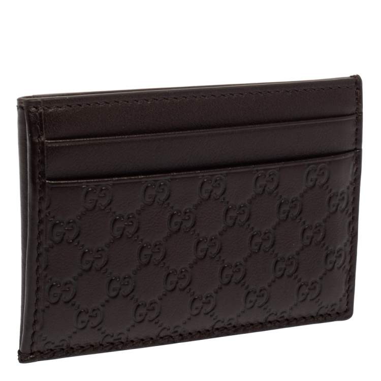 Pre Owned Gucci Dark Brown Guccissima Leather ID Window Card Case