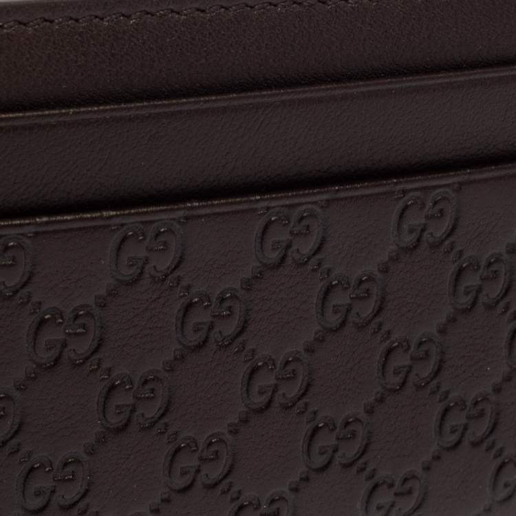 Pre Owned Gucci Dark Brown Guccissima Leather ID Window Card Case
