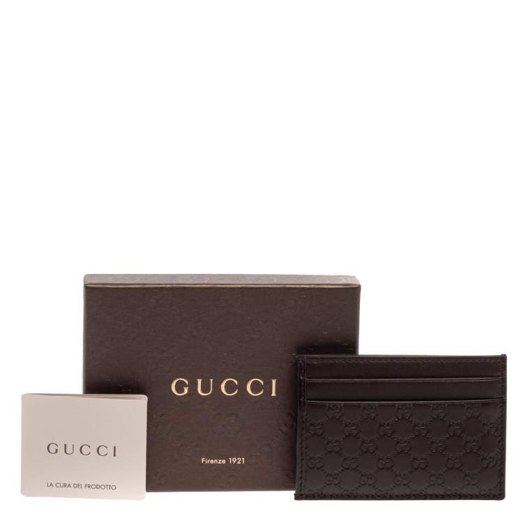 Pre Owned Gucci Dark Brown Guccissima Leather ID Window Card Case