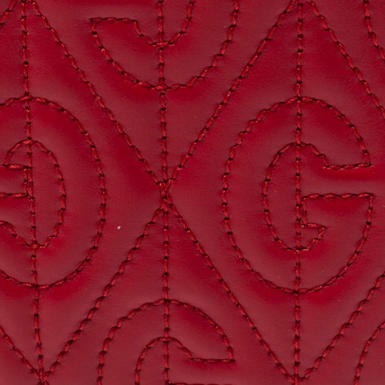 Pre Owned Gucci Red Rhombus Leather Bifold Wallet