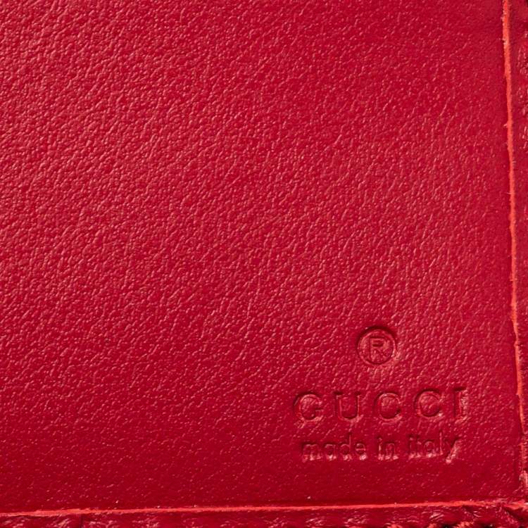 Pre Owned Gucci Red Rhombus Leather Bifold Wallet