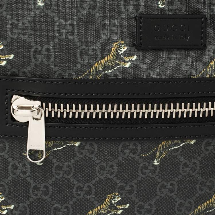 Pre Owned Gucci Black GG Supreme Canvas and Leather Bestiary Messenger Bag