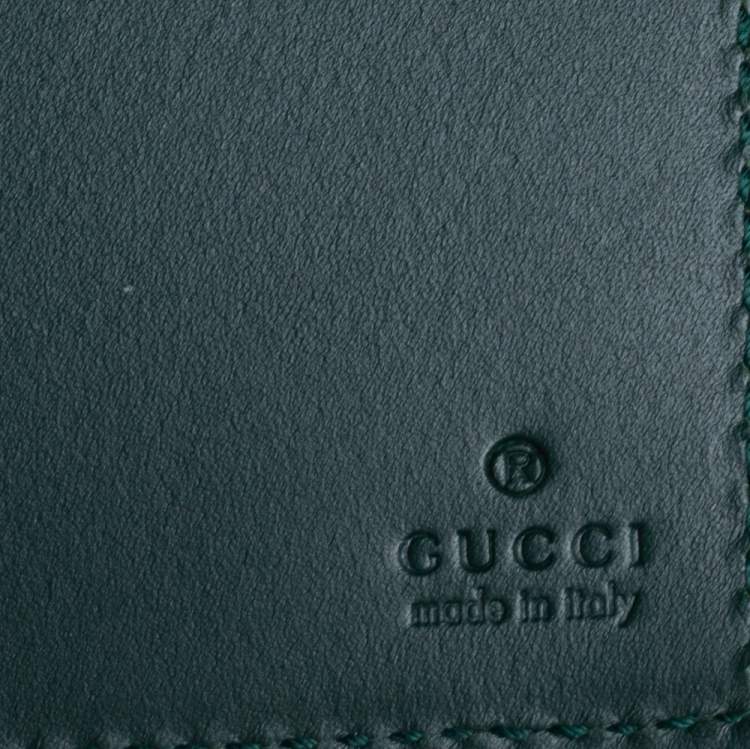 Pre Owned Gucci Dark Green Guccissima Leather Money Clip Bifold Wallet